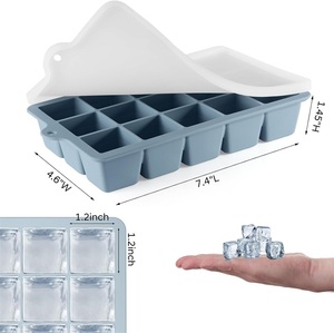 Plateau à glaçons en <span class=keywords><strong>silicone</strong></span> sans BPA Moules à glaçons en <span class=keywords><strong>silicone</strong></span> faciles à libérer Machine à glaçons flexible avec <span class=keywords><strong>couvercle</strong></span> - Product Image 4