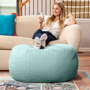 DB Jaxx Ellis Mineral Green Ottoman Shearling Pouf en peluche Faux-Lamb Design d'intérieur moderne Caractéristique amovible pour bébés enfants - Product Image 3