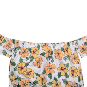 Ge2-2 Stock - Mono de Algodón Tejido para Bebés Niñas, con Estampado Floral Hawaiano, Top de Tubo, Un Hombro Descubierto y Banda Elástica - Product Image 4