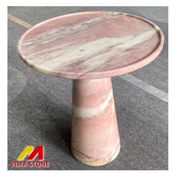 Table d'appoint en marbre rose la plus vendue, table à manger ronde en marbre, décoration intérieure, plateau de table en marbre