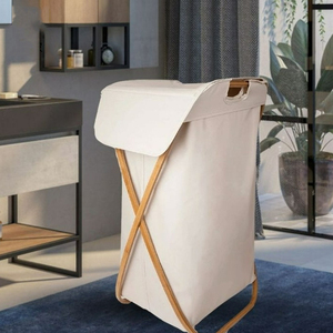 <span class=keywords><strong>X</strong></span> khung giặt cản trở tre có thể gập lại lưu trữ cho hộ gia đình gỗ cản trở với nắp cho giặt ráp giỏ giặt - Product Image 5