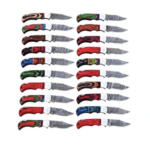 High Quality Industrial Grade Rajput <b>Knives</b> Damascus Steel Folding Blade Pocket <b>Knife</b> 18cm Overall Length Pakka Wood Handle - Product Image 1