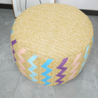 Oreiller et coussin de pouf extérieur doux direct d'usine tissé à la main coussin de siège lombaire tricoté à rayures de couleur naturelle