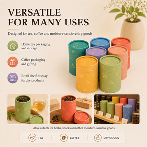 Custom Eco-friendly Gold Foil Printed Tea Paper Tube Packaging Luxury Food Grade <b>Kraft</b> Cylinder <b>Box</b> for Loose Leaf Tea - Product Image 3