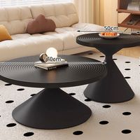 Table à manger moderne en contreplaqué avec plateau à rainures concentriques, design artistique élégant, noir conique, écologique, pour hôtel
