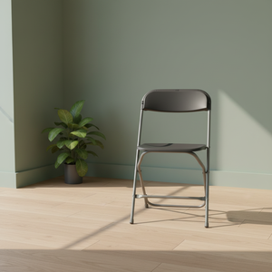 Silla Plegable de Plástico Gris con Estructura de Acero para Jardín, Diseño Minimalista, Patas Cónicas, Recomendada para Superficies Duras - Product Image 1