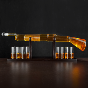 Vente en gros personnalisé fusil de chasse whisky verre de décantation ensemble carafe liqueur bouteille contenant distributeur whisky carafe avec verres à balles - Product Image 6