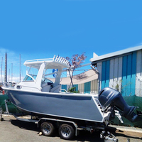 Perahu Cepat Aluminium 6.25m Semi-tertutup Tahan Angin dengan Lambung Aerodinamis, Mesin Luar 150HP, Kabin Tengah untuk Memancing, Dijual