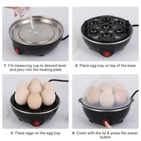 Produit très vendu, machine à petit-déjeuner 110V 220V, mini cuiseur à œufs rapide multifonctionnel noir