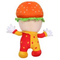 Peluche de clown amusante en forme de tête de burger OEM ODM, poupée en peluche de clown de dessin animé à nez rouge pour mascotte de restaurant de restauration rapide