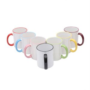 Rim Color Ceramic Coffee <b>Mug</b> 11Oz Professional Grade Blank for Custom Sublimation Logo Printing - Product Image 1