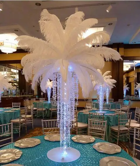 Grosir bulu burung unta berwarna putih Festival 70cm bulu burung unta untuk hiasan tengah pesta pernikahan kualitas terbaik