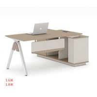 Bureau de direction moderne de luxe, bureau de patron, table de bureau avec armoire de rangement, usine de Foshan, bureau de PDG haut de gamme de 1,4 m