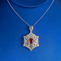 Nouveau style palais artisanal italien 7*9mm Pigeon rouge collier pendentif femme Offre Spéciale