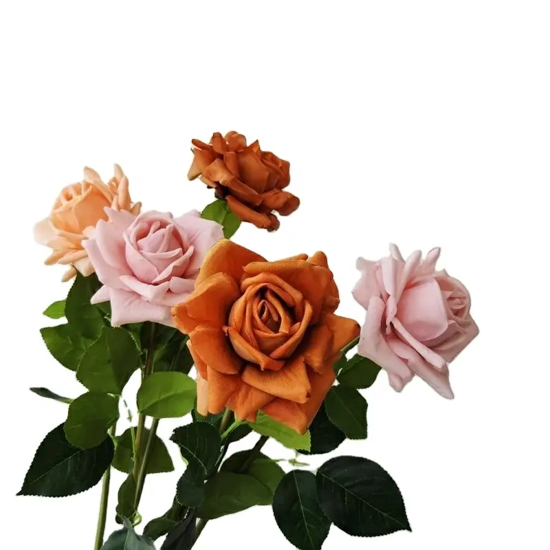 Decorativo vero tocco rosa fiori artificiali singola seta sfusa Rose bianche lattice vero tocco fiore artificiale per la decorazione di nozze