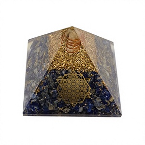 Wholesale Gemstone <b>Orgone</b> <b>Pyramid</b> Carved Crystal Decor Gold Flake Blue Lapis lazuli Stone Home Gift Meditation Ornament - Product Image 2