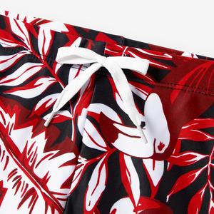 Conjunto de Bikini Personalizado de Una Pieza para Familia, 4 Piezas, Traje de Baño Deportivo para Mujer, Estampado de Flores Rojas - Product Image 5