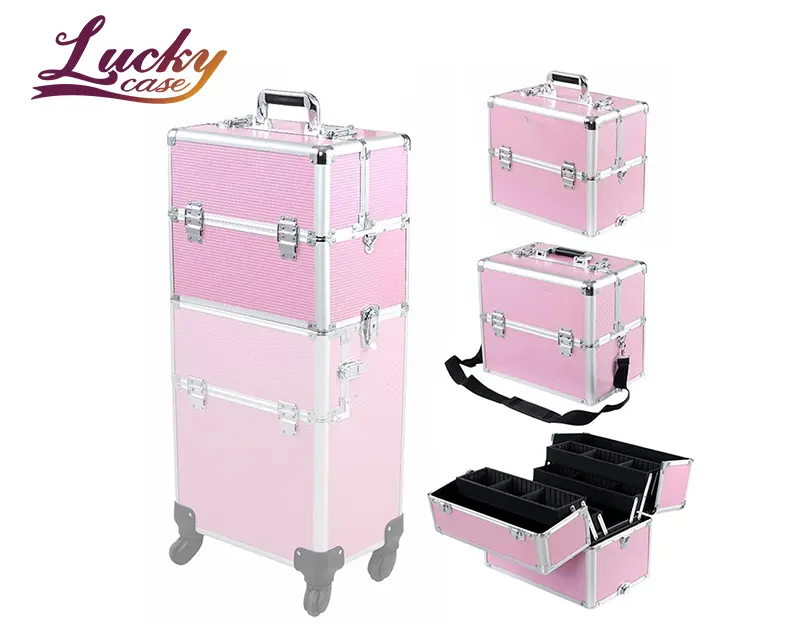Mini valise de maquillage professionnelle de chine, rangement des outils en aluminium, chariot de beauté des ongles pour femmes, distributeur de cosmétiques
