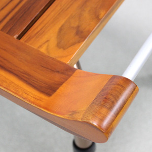 Maxhealth <b>Adjustable</b> Bath <b>Stool</b> Solid Wood Seat Aluminum Frame 7 <b>Height</b> Levels Bathroom Safety Equipment - Product Image 3