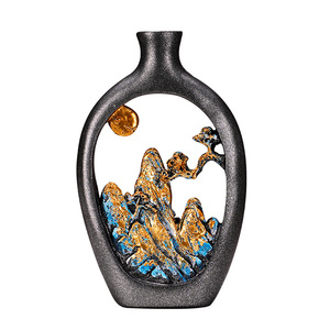 Jarrón de Resina Mystic Arts con Diseño Hueco y Escena de Montaña para Decoración del Hogar, Adorno para Sala de Estar - Product Image 3