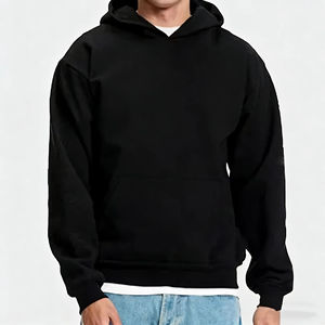 Sweat-shirt à capuche pour homme, coupe ample, style hip-hop, en coton épais, avec impression de lettres en relief, streetwear décontracté - Product Image 1