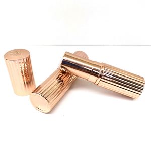 Tube de rouge à lèvres vide en aluminium mini rond de luxe couleur or rose avec impression sérigraphique, capuchon à clic sonore et logo personnalisé - Product Image 1