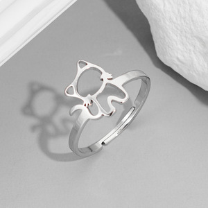 Anillos de Acero Inoxidable con Diseño de Animales de Dibujos Animados, Lindos y Sencillos, para Chicas, Anillo de Gato Dulce y Hueco para Mujer, Venta al por Mayor de Joyería - Product Image 3