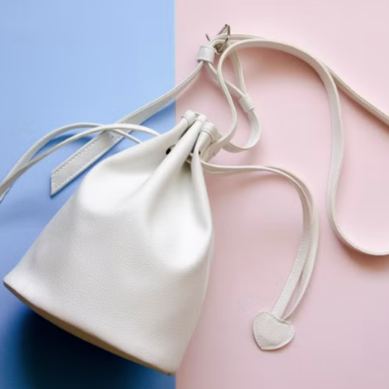 Custom PU Leather Drawstring Bag Bucket