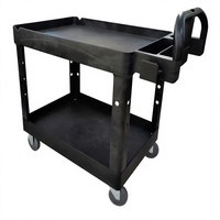 Carro de Plataforma Industrial de Plástico Resistente con Cuatro Ruedas y Carretilla Manual para Almacenamiento y Organización de Herramientas en Almacenes