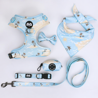Harnais pour chien réglable anti-traction OEM, ensemble avec collier assorti, laisse et sac à déjections, en néoprène, idéal pour la plage