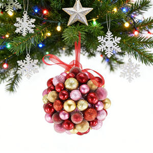 <span class=keywords><strong>Boule</strong></span> <span class=keywords><strong>de</strong></span> Noël suspendue personnalisable avec des boules multicolores, sphère décorative à finition mixte pour la décoration des fêtes - Product Image 4