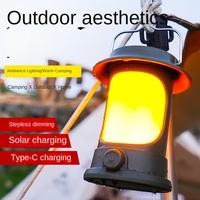 Projecteur LED rétro portable pour extérieur, lampe de tente solaire en ABS, éclairage d'ambiance pour camping et maison, illumination puissante