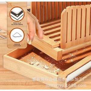 Wooden <b>Bread</b> Slicer With <b>Knife</b> Holder Crumb Tray Adjustable Board Baking Tool - Product Image 3