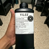 Encre UV DTF sans colmatage CMYK Blanc Vernis Brillant Bouteille 1KG Haute Densité pour Autocollant de Transfert Acrylique Bois Métal Céramique Vente en Gros