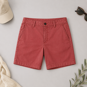 Pantalones Cortos Bermuda Rojos de Algodón para Hombre con Logotipo Personalizado, Color Sólido, Minimalistas, con Bolsillo Trasero, Cintura Media, Cierre de Botones, Tela Oxford - Product Image 2