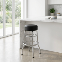 Tabouret de bar en cuir souple avec coussin, design simple, structure en métal solide pour salon