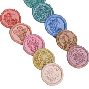 Sceaux de cire à cacheter de la série Nuit étoilée et Lune, design planète en cuivre rond, pour la décoration et la scellure de journaux - Product Image 5