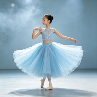Costumes de ballet longs et moelleux pour les spectacles de ballet professionnels sur scène, jupes de ballet mi-longues en tulle doux, entraînement de danse pour enfants