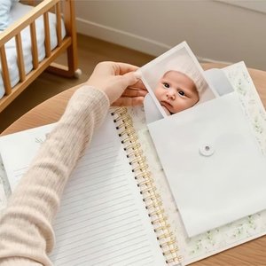 Layouts personnalisés <span class=keywords><strong>Grossesse</strong></span> à cinq ans Record Baby Memory Book avec couverture en tissu de qualité supérieure - Product Image 3