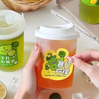 Gobelets en plastique PP jetables personnalisés de 90 mm à paroi simple de 500 ml pour café et thé, avec impression personnalisée en relief