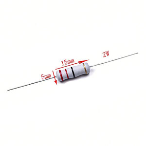 200 résistances à film de carbone 2W 5% 0.1R-10M 1.2K 1.5 2 2.2 3 3.3 5.1 10 15 22 33 47 51 100 200 300 470 ohms avec code couleur - Product Image 1