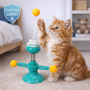 Juguete para Gatos Ecológico y Moderno con Resorte, Varilla Flexible, Base de Succión Estable, Bolas de Doble Cara para Estimulación y Juego Autónomo - Product Image 1