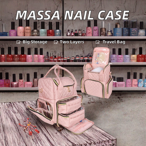 Sac de rangement pour vernis à ongles double couche, grande capacité, matelassé, pour cosmétiques, portable, pour voyage et salon - Product Image 2