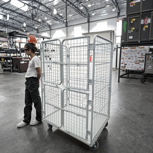 รถเข็นคัดแยกแบบด่วนพิเศษสี่ประตูเล็กๆสำหรับเก็บสินค้าแร็คหลายชั้นกรงอีคอมเมิร์ซรถเข็นโลจิสติกเหล็ก - Product Image 6