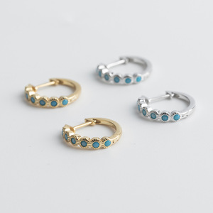 Bijoux fins, boucles d'oreilles créoles en argent sterling 925, <span class=keywords><strong>saphir</strong></span> <span class=keywords><strong>bleu</strong></span>, diamant, boucles d'oreilles huggie pour femmes, vente en gros d'usine de bijoux - Product Image 1