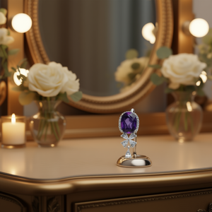 Boucles d'oreilles pendantes violettes E1973 avec pierres précieuses taillées en forme de poire pour femmes, bijoux de fête - Product Image 2