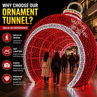 Ornement de Noël géant à LED, tunnel lumineux, décoration extérieure commerciale pour centre commercial, exposition d'événements