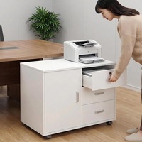 Archivador de Oficina Comercial de Madera con 3 Cajones, Minimalista y Moderno, con Cerradura, con Ruedas, Móvil, para Debajo del Escritorio, Almacenamiento de Documentos