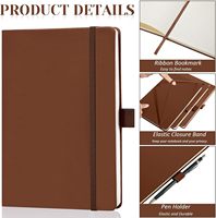 Carnets à couverture rigide personnalisables avec reliure cousue, pages lignées larges, doublure en cuir PU et porte-stylo