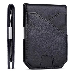 Vintage Style Men's Leather Business Wallet Open No Closure RFID Credit Card Holder Short Length - Product Image 4